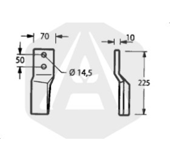 Lame rotalabour droite 225 x 70 x 50 mm adaptable