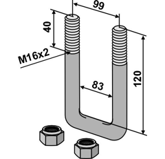 Boulon étrier M16 x 2 / 120 mm adaptable - BlackSteel©