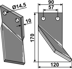 Rotorzinken,  Rechts 170 x 90 Massano Nachbau
