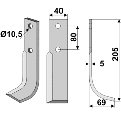Fräsmesser Rechts 205 x 80 FM-Matras Nachbau