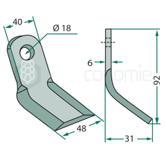 Couteau Y pour broyeur DÜCKER 945000860 adaptable 