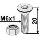 Innensechskantschraube 7991/6x20mit Stoppmutter 