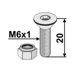 Innensechskantschraube 7991/6x20mit Stoppmutter 