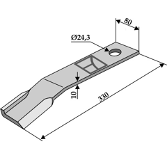 Schlegelmesser links 330 x 80 x 10 mm für Mulcher HUMUS 453251 - Nachbau