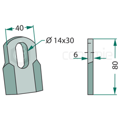 Couteau droit pour broyeur FERRI 0901161 adaptable 