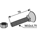 Pflugschraube M12x1.75x70 und Sechskantmutter Europäische EA-Qualität