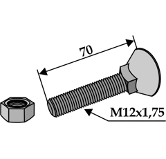 Pflugschraube M12x1.75x70 und Sechskantmutter Europäische EA-Qualität