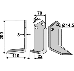 Fräsmesser, linke Ausführung MAL07L Maletti Nachbau