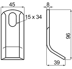 Fléau renforcé  45 x 8 x 96 mm BERRY adaptable