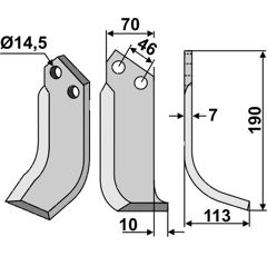 Fräsmesser Rechts 190 x 70 Muratori, Sovema, Ommas Nachbau