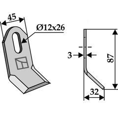 Couteau-Y pour broyeur 87x45mm MOTT adaptable - Blacksteel©