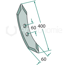 Soc réversible 400 x 60 x 20 mm pour cultivateur adaptable