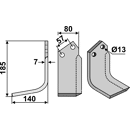 Fräsmesser Links 185 x 80 Huard/Kuhn Nachbau