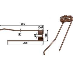 Dent de fenaison brun pour LELY 73135R adaptable - BlackSteel©
