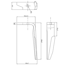 Dent de herse rotative droite AMAZONE 954426 adaptable