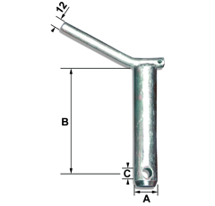 Axe d'attelage avec poignee 32X151 mm
