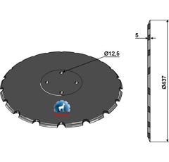 Disque crénelé Ø437x5 mm pour semoir SULKY/SKY 680286 adaptable - Blacksteel©