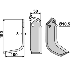 Fräsmesser Links 190 x 50 Nibbi Bruno NIB10L Nachbau