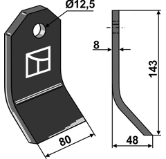 Fléau pour broyeur 142x80mm OMARV  adaptable - Blacksteel©