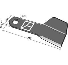 Couteau gauche pour broyeur 330mm SPEARHEAD 7770758 adaptable - Blacksteel©