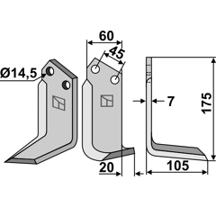 Lame droite pour Fraise/Rotavator MALETTI 1300079 adaptable -