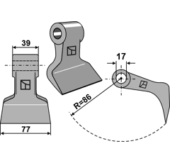 Marteau pour broyeur 77x39mm BERTI MG/4837 Adaptable Blacksteel©