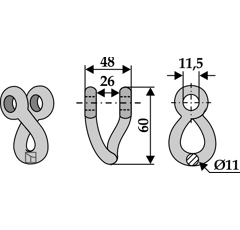 Manille 60x48 pour broyeur NOREMAT adaptable - Blacksteel©