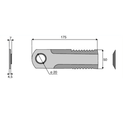 Couteau cranté pour moissonneuse-batteuse CASE IH 87593795 adaptable