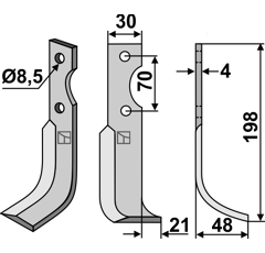 Lame droite pour Fraise/Rotavator AGRIA 61612 adaptable