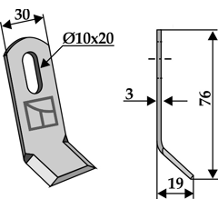 Couteau-Y pour broyeur 76x30mm FISCHER adaptable - Blacksteel©