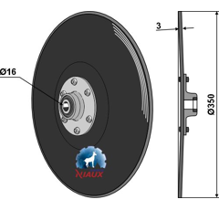 Disque lisse complet Ø350x3 mm pour semoir KUHN K3012520 adaptable - Blacksteel©
