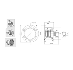 Palier 6 trous pour déchaumeur à disque BEDNAR KM040146 adaptable