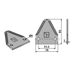 Section dentée pour moissonneuse batteuse CLAAS 611.203.1 adaptable - BlackSteel©