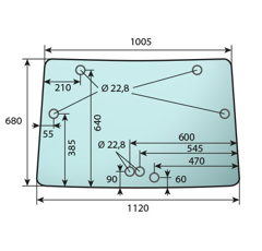 Parebrise ouvrant bombé-teinté pour machine agricole DEUTZ - HÜRLIMANN 001503540 - 00150354010 adaptable
