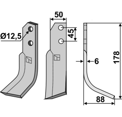 Lame droite pour Fraise/Rotavator CARRARO ANTONIO 6809002 adaptable - Blacksteel©
