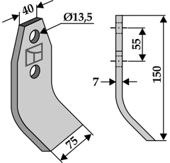 Fléau large 150 mm pour broyeur TAARUP 49304000 adaptable