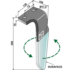 Dent gauche DURAFACE pour herse rotative CELLI 6226041 adaptable - Blacksteel©