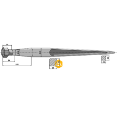Gerader Zinken 1400 MM M30X2 Nachbau