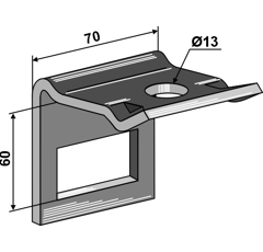 Bride de fixation pour 13 x 50 x 50 mm adaptable 