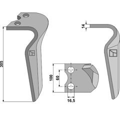 Dent gauche pour herse rotative PEGORARO 007870 adaptable - Blacksteel©