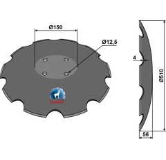 Disco dentado con fondo plano Ø 510 mm para rastrojador POTTINGER 85041023.1 adaptable - Blacksteel©