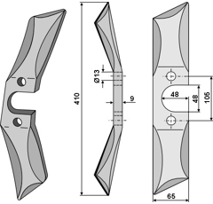 Couteau de herse à bêche rotative pour RABE 64392602 adaptable