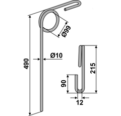 Griffe Ø10 x 490 mm pour semoir MARSK-STIG adaptable 