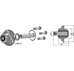 Lager mit Welle für Landmaschine KVERNELAND 060624 Nachbau.