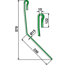 Griffe Ø15mm droite pour semoir AMAZONE 959335 adaptable 