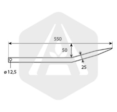 Dent de crocodile courbée avant 550 mm adaptable
