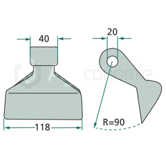 Marteau pour broyeur 118x40mm AGRIMASTER Adaptable 