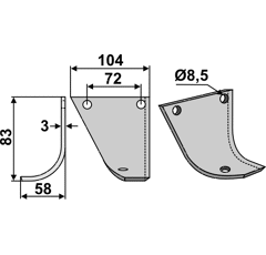 Fräsmesser Links 83 x 104 Hako Nachbau