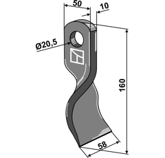 Couteau pour broyeur 160x50mm BRUNI adaptable - Blacksteel©