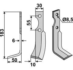 Fräsmesser Links 183 x 30 Carraro Antonio Nachbau